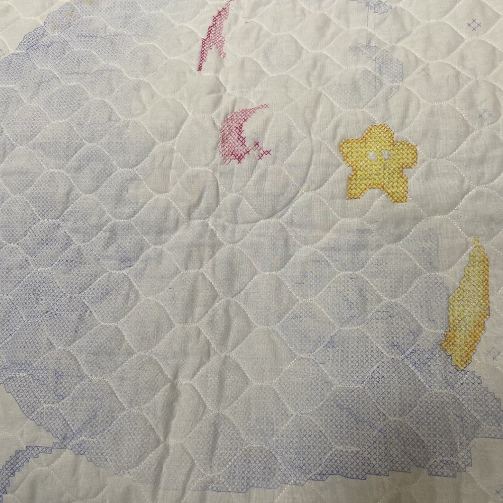 Bucilla Mr Moon & Me crib cover crosstitch kit 41194 blanket only - Picture 6 of 7